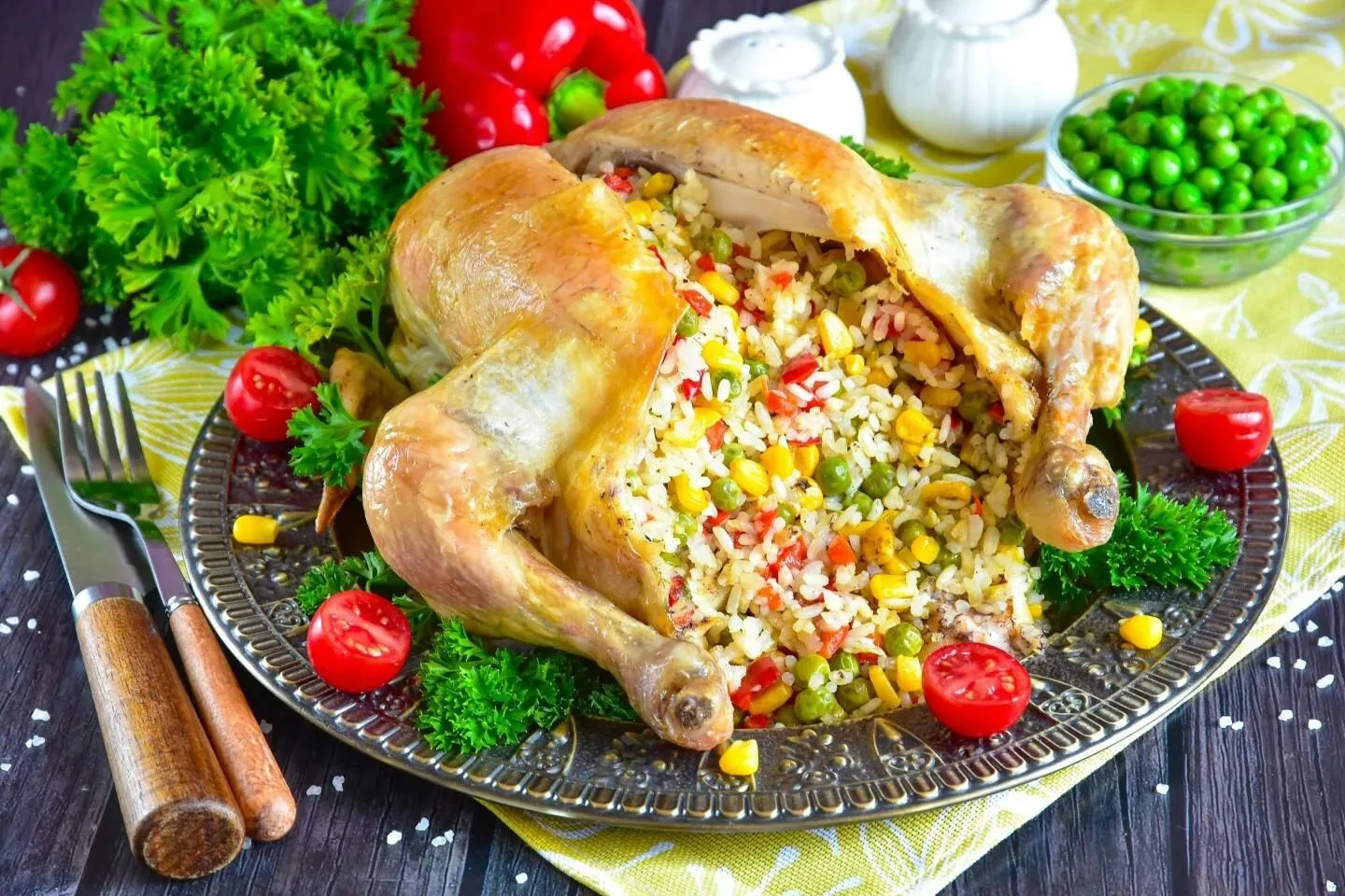 Курочка фаршированная овощами и рисом🤗🥰