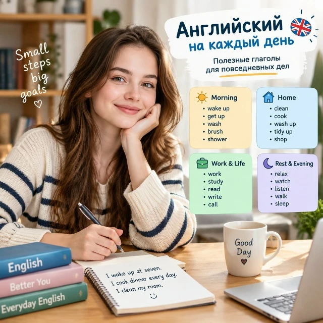 🏡 Английский на каждый день: полезные глаголы для повседневных дел