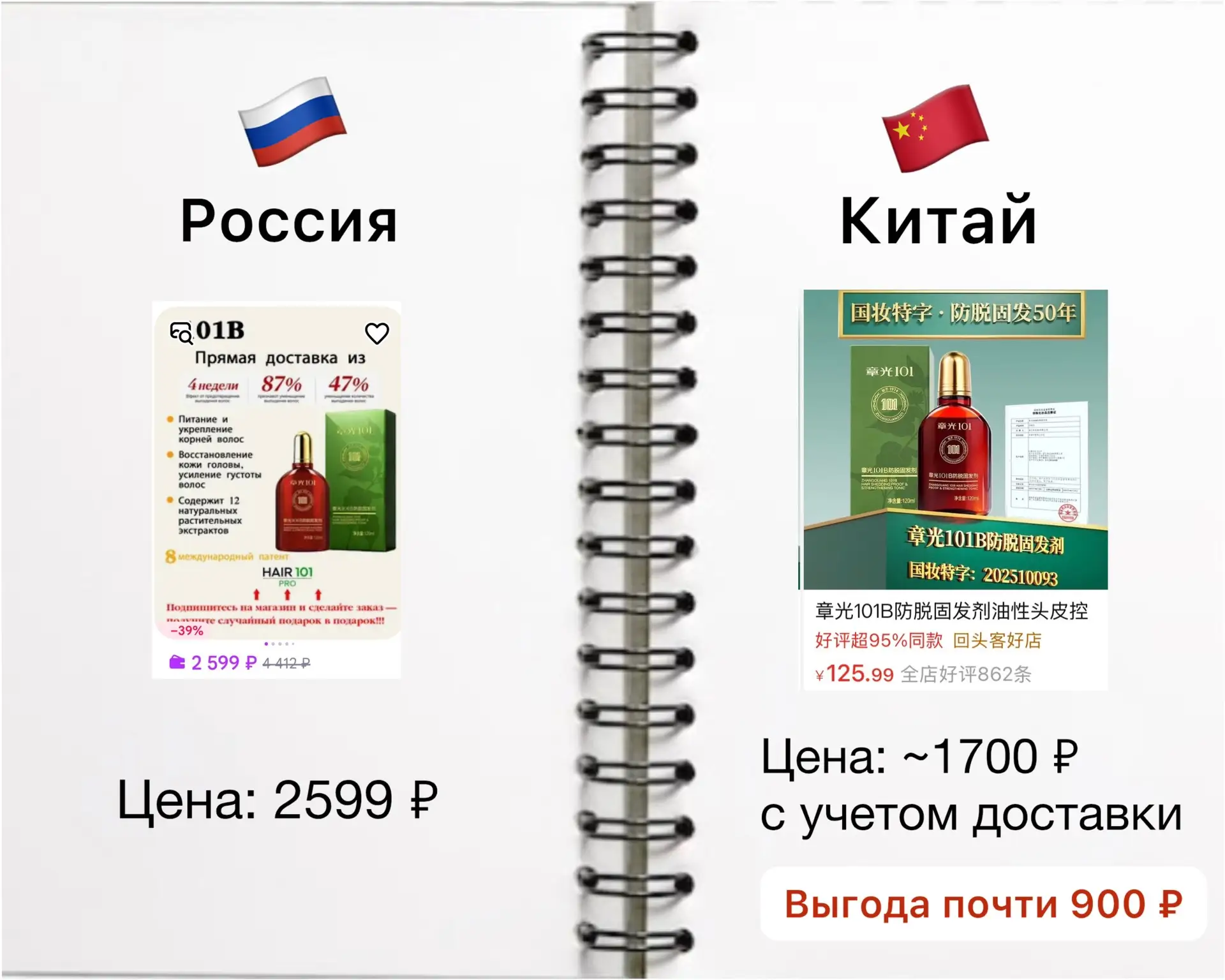 Выгода одного маленького флакона для роста волос почти 900 р.