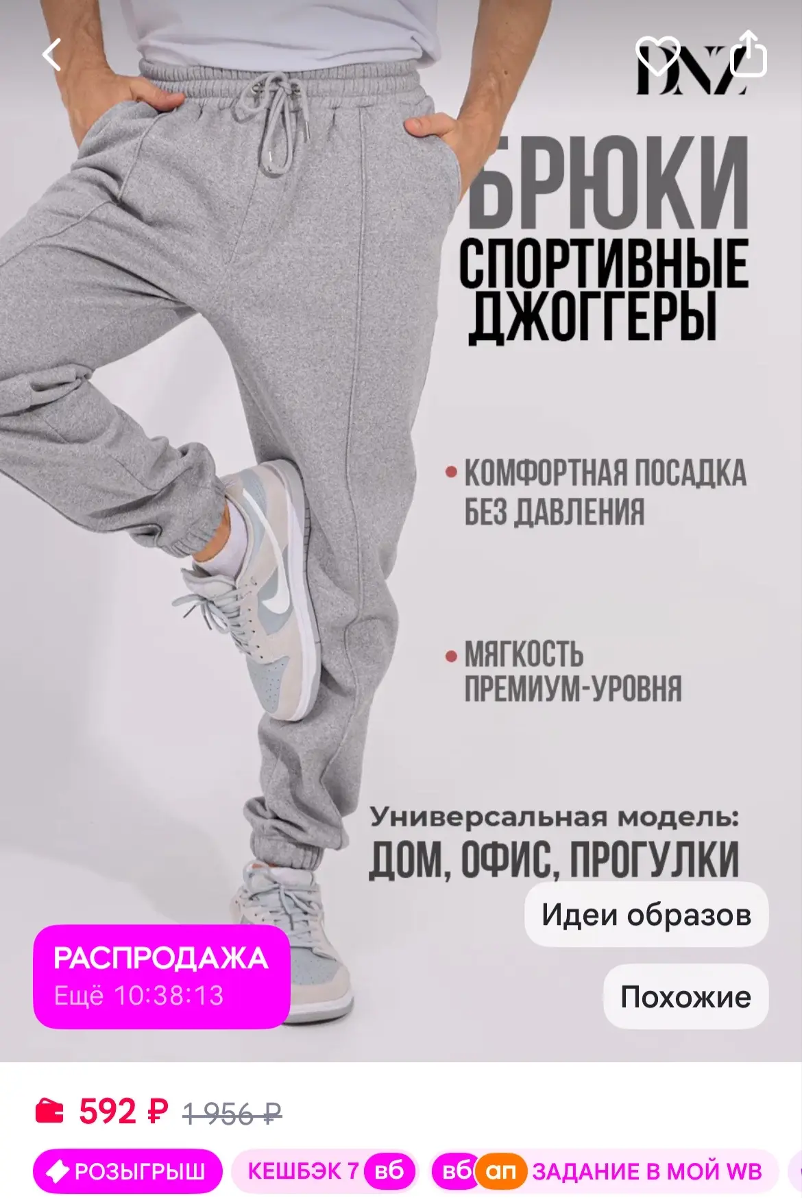 DNZ Брюки спортивные джоггеры с начесом на резинке