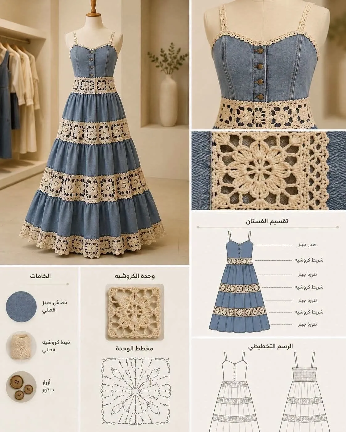 👗✨ Идея в копилочку: джинсовое платье с кружевом