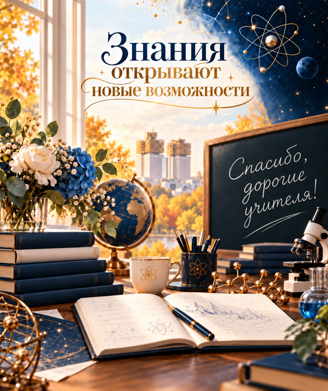 Спасибо учителям за путь к открытиям. #научная_открытка