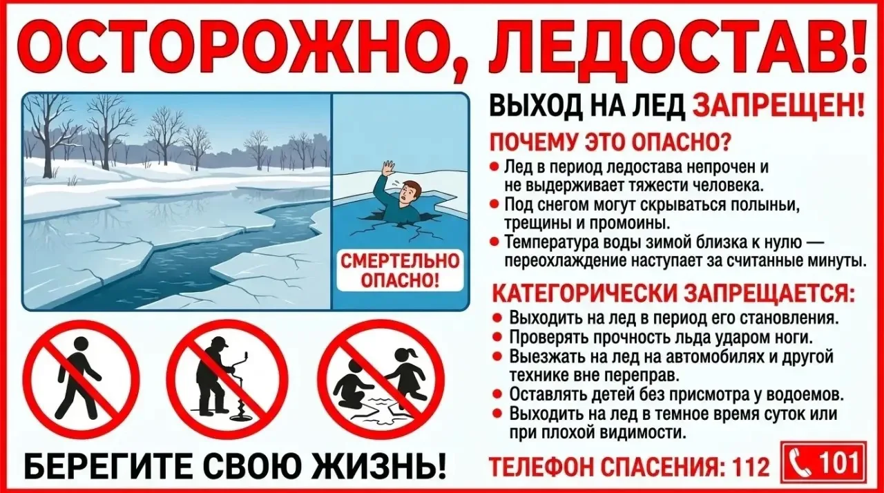 🧊 Внимание: тонкий лёд! Ледостав!