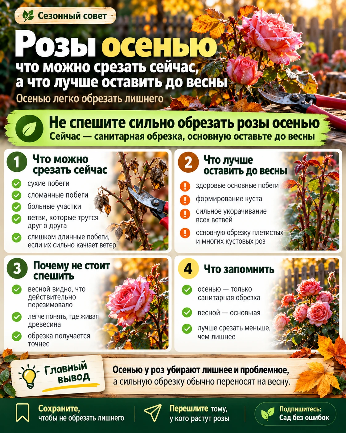 🌹 Розы осенью: что можно срезать сейчас, а что лучше оставить до весны