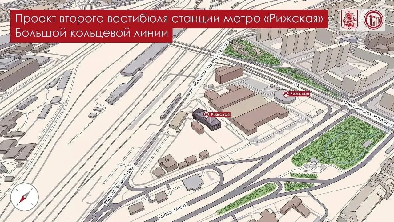 Второй вестибюль станции «Рижская» БКЛ оформят в футуристичном стиле. Его строят в допо...
