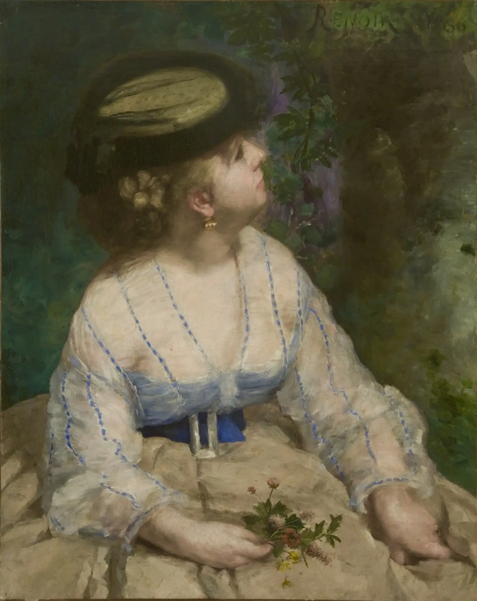 Пьер Огюст Ренуар «Женщина, смотрящая на птичку», 1866 г.