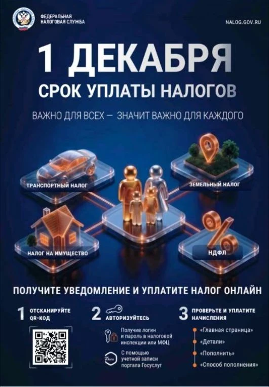 1 декабря - срок оплаты налогов.