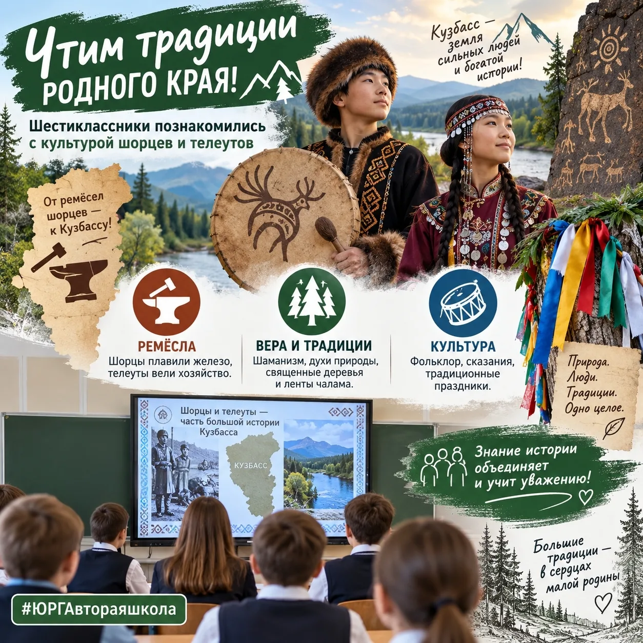 🌍 Чтим традиции родного края: шестиклассники познакомились с культурой шорцев и телеутов!