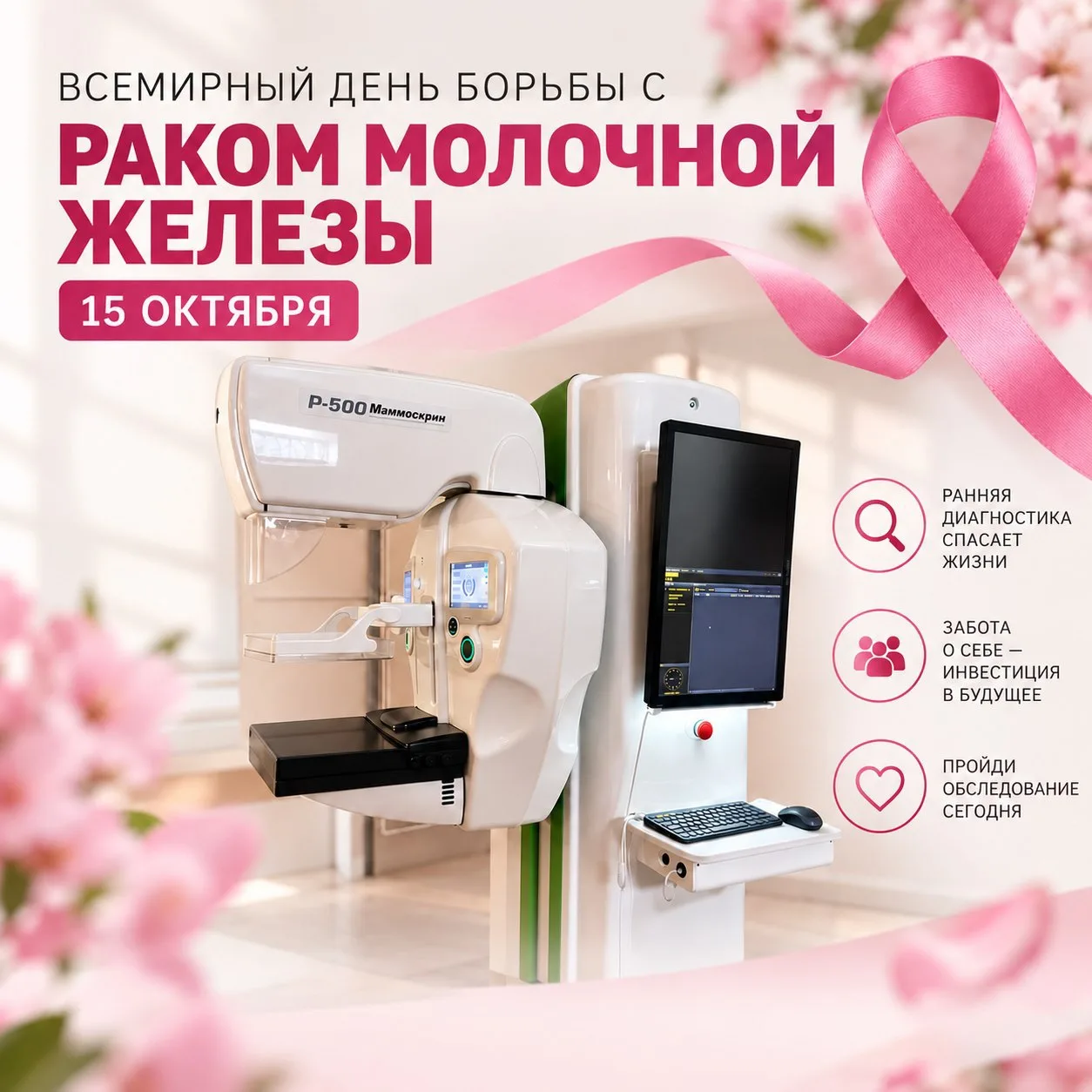 15 октября — Всемирный день борьбы с раком молочной железы!
