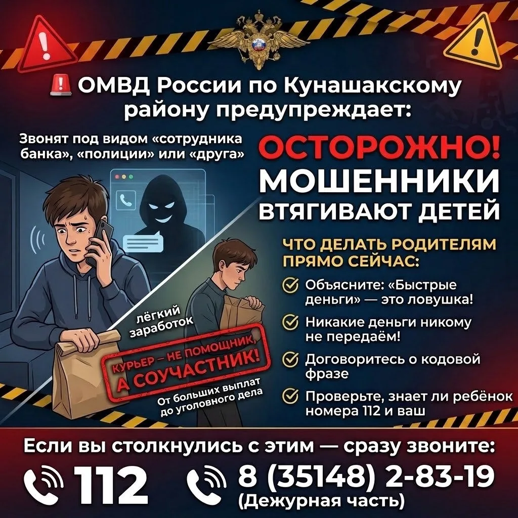 Отдел МВД России по Кунашакскому району предупреждает: