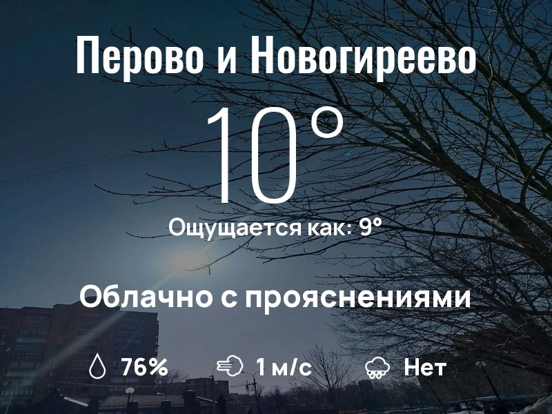 Что с погодой в Перово и Новогиреево?