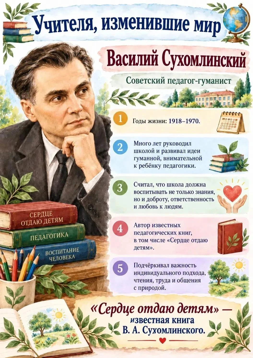 ❤️ Учителя, изменившие мир: Педагогическое наследие Василия Сухомлинского 🌳
