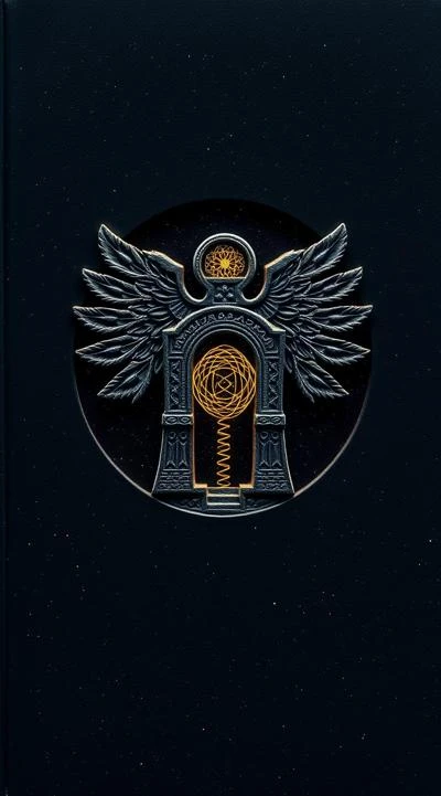 Обложка философской книги, без текста, тёмный космический фон, глубокий синий и чёрный.