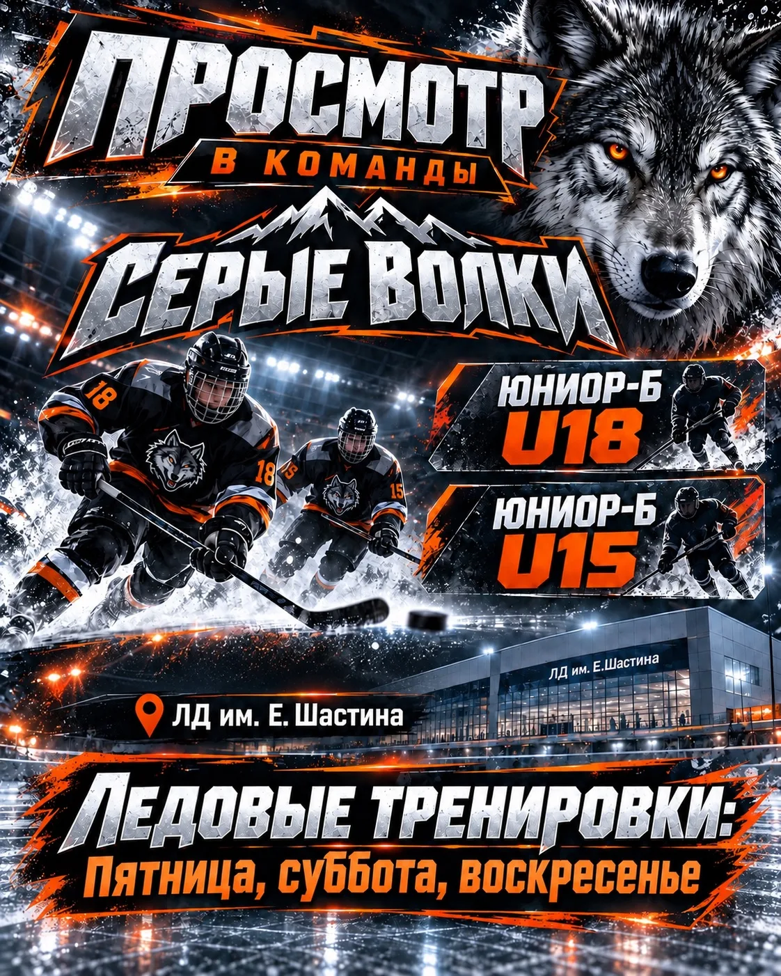 ПРОСМОТР В КОМАНДЫ «СЕРЫЕ ВОЛКИ» U18 И U15