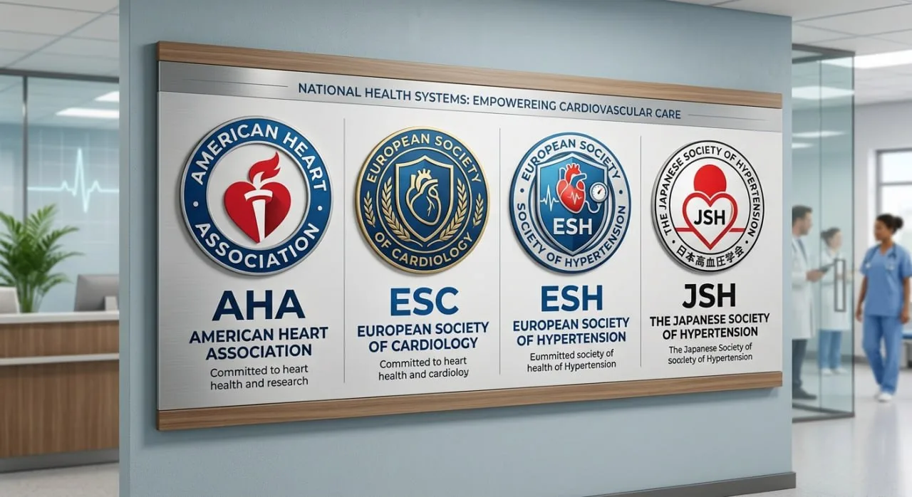 Ключевые положения национальных систем здравоохранения— AHA (2025), ESC (2024), ESH (20...