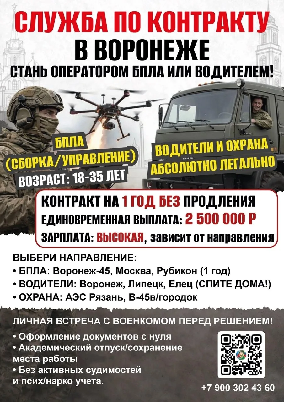 Воронеж и Воронежская область: служба по контракту — очень хорошие места, выгодные усло...
