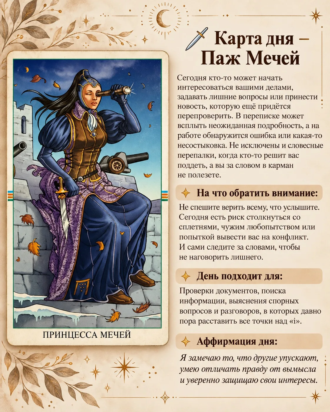 🗡 Карта дня — Паж Мечей