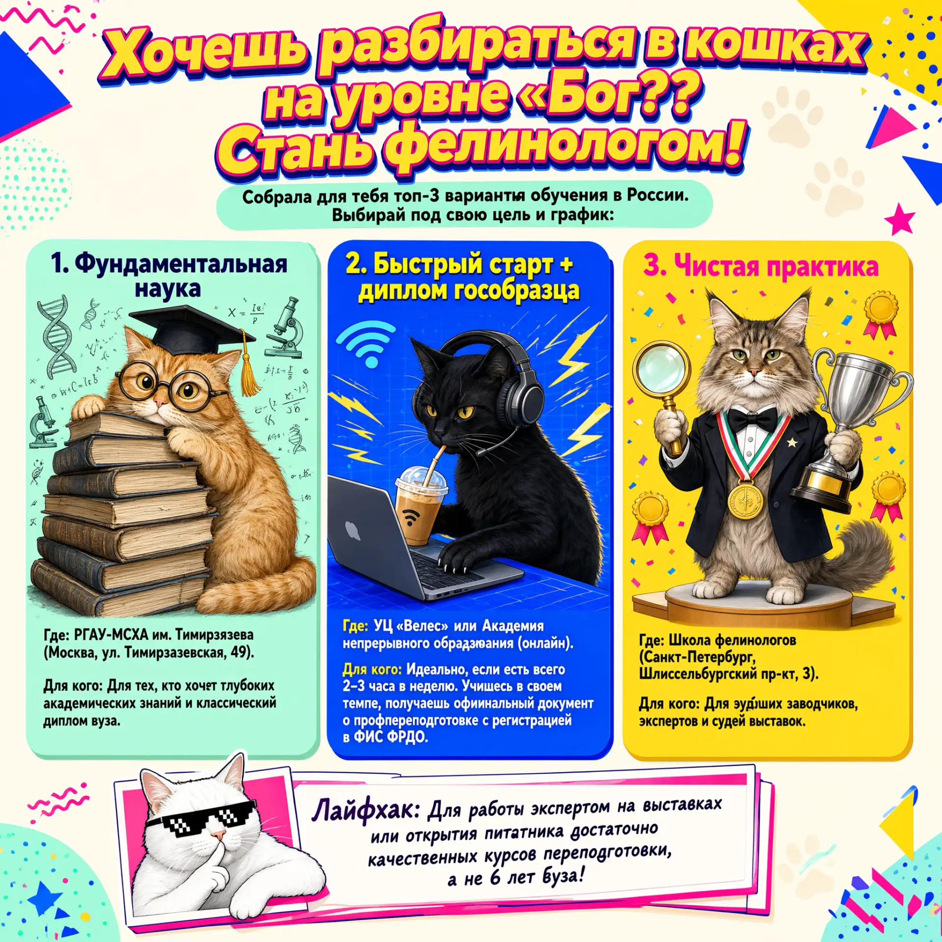 🐈 Хочешь разбираться в кошках на уровне «Бог»? Стань фелинологом!