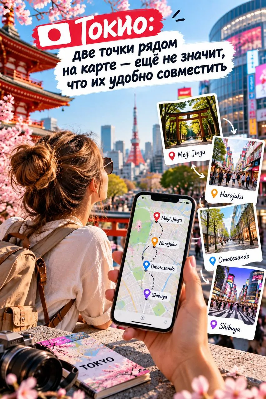 🇯🇵 Токио: две точки рядом на карте — ещё не значит, что их удобно совместить