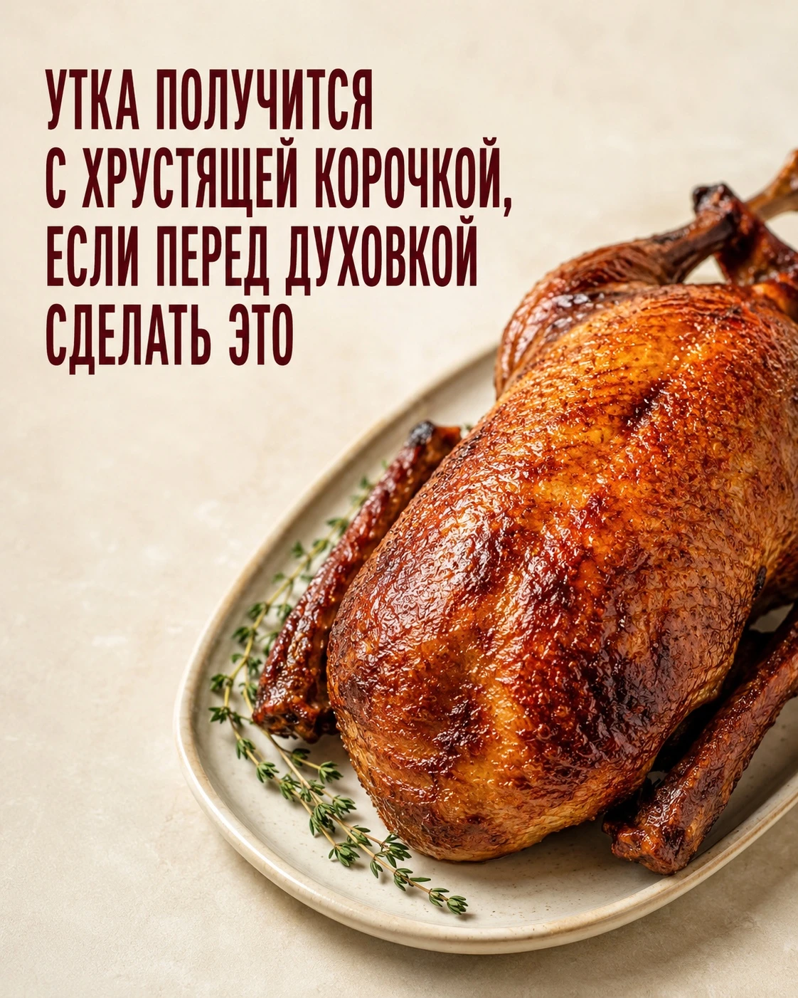 🦆 Хрустящая корочка у утки начинается ещё ДО того, как она попадёт в духовку!