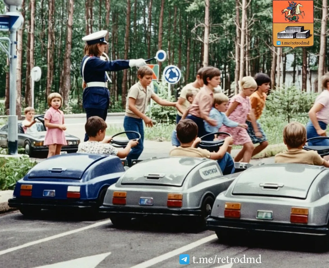 Практические занятия по правилам уличного движения в парке Ёлочки, 1980-е годы