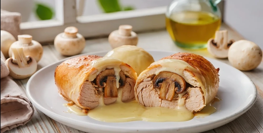 🍗 КУРИНЫЕ КАРМАШКИ С ГРИБАМИ И ТЯГУЧИМ СЫРОМ — 94₽/порция