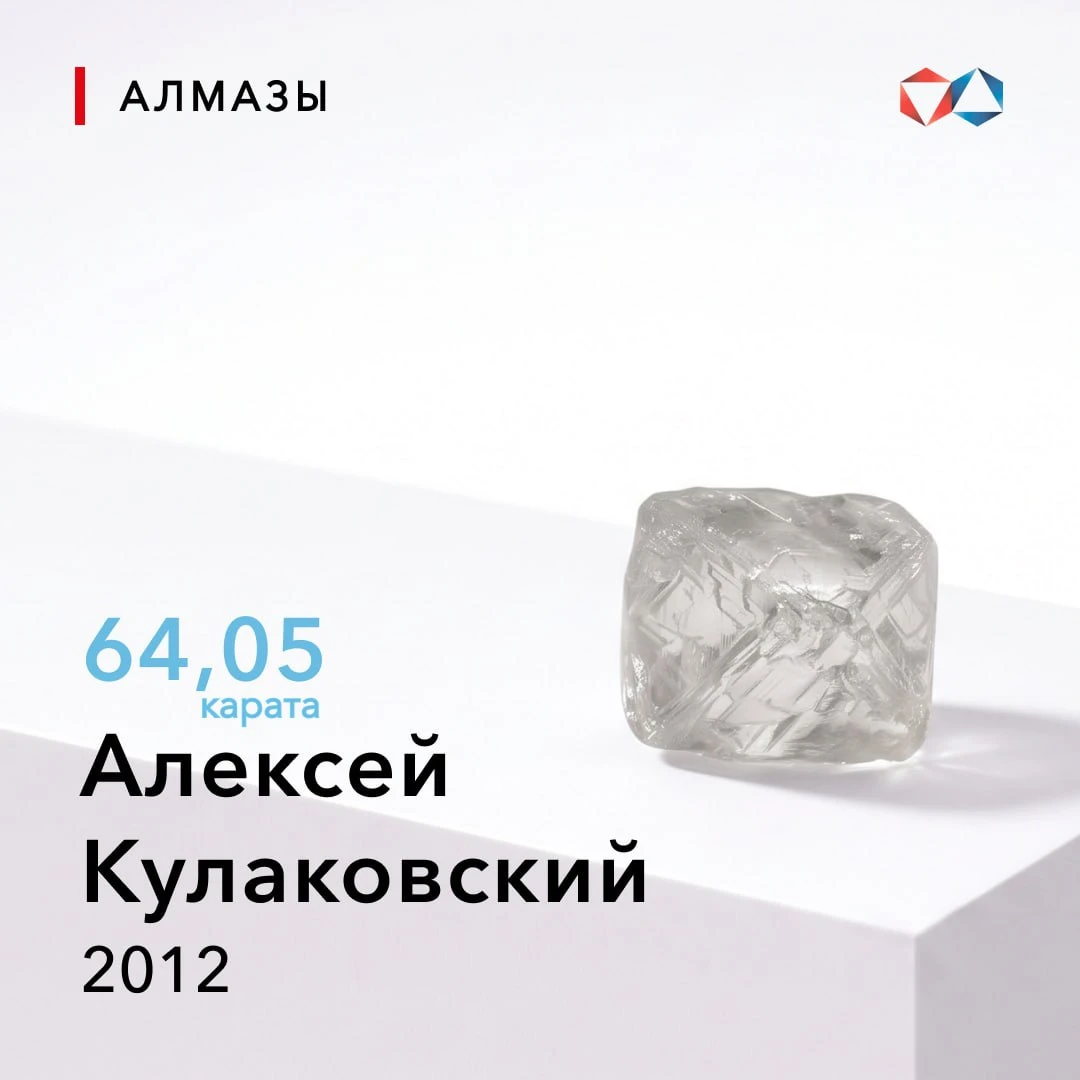 💎 В 2012 году найден алмаз «Алексей Кулаковский» весом 64,05 карата