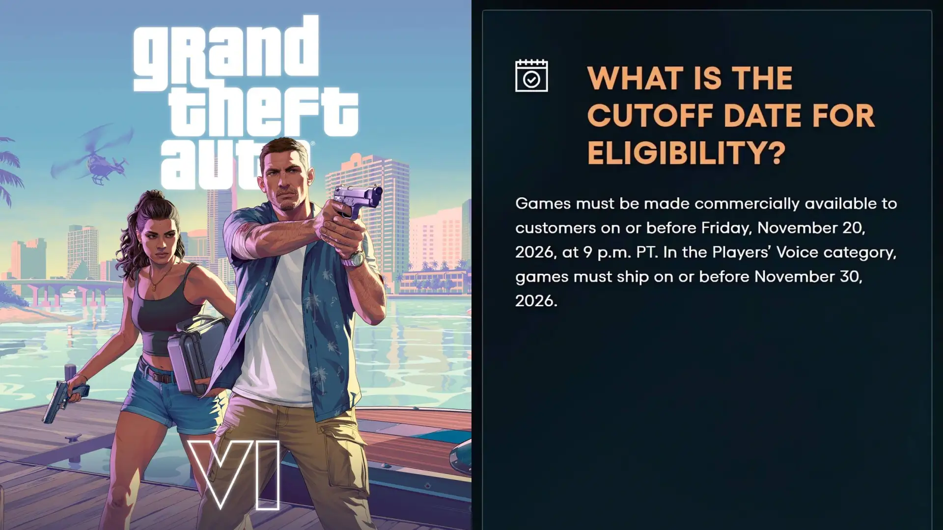 GTA 6 официально сможет побороться за «Игру года».