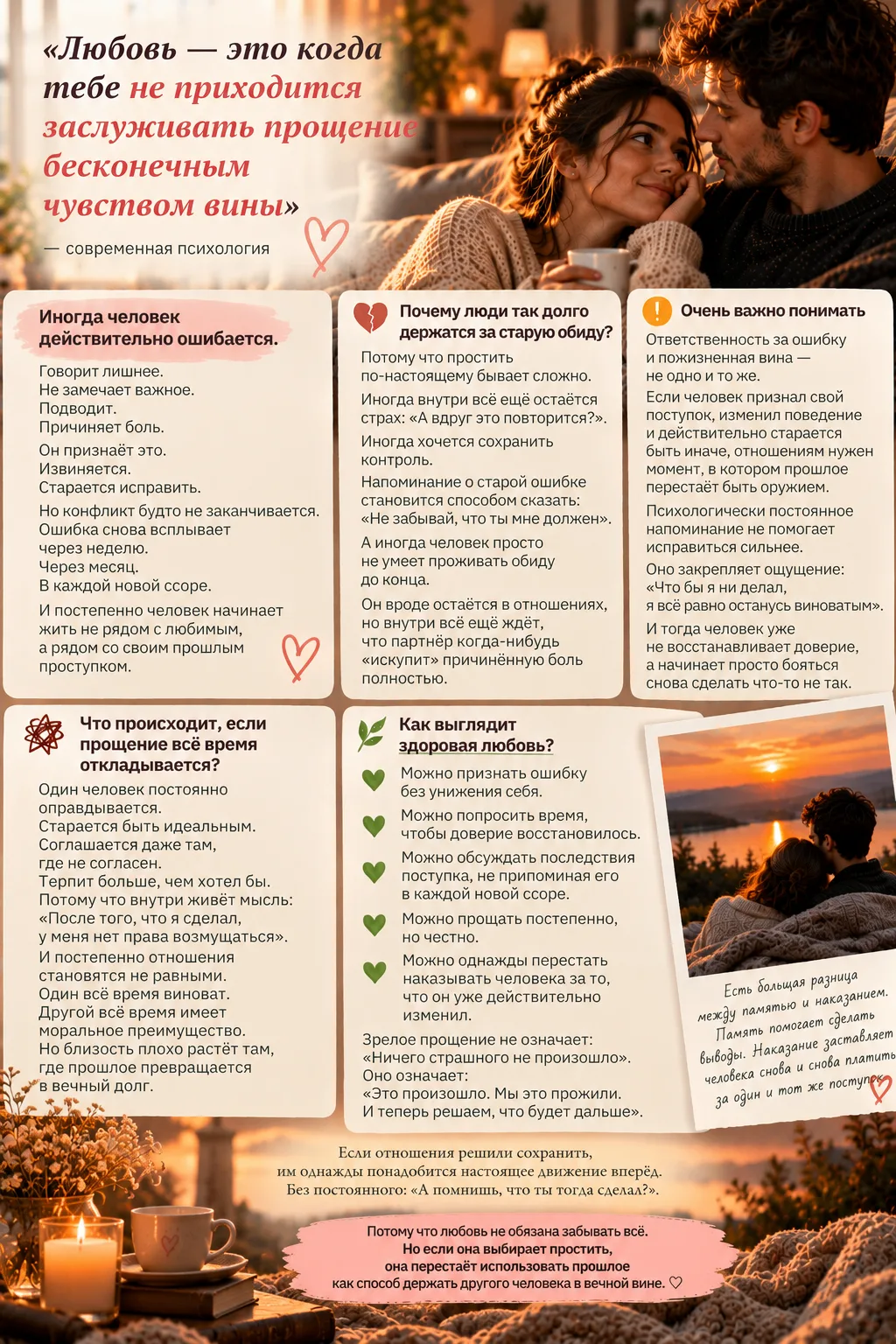✨ «Любовь — это когда тебе не приходится заслуживать прощение бесконечным чувством вины»