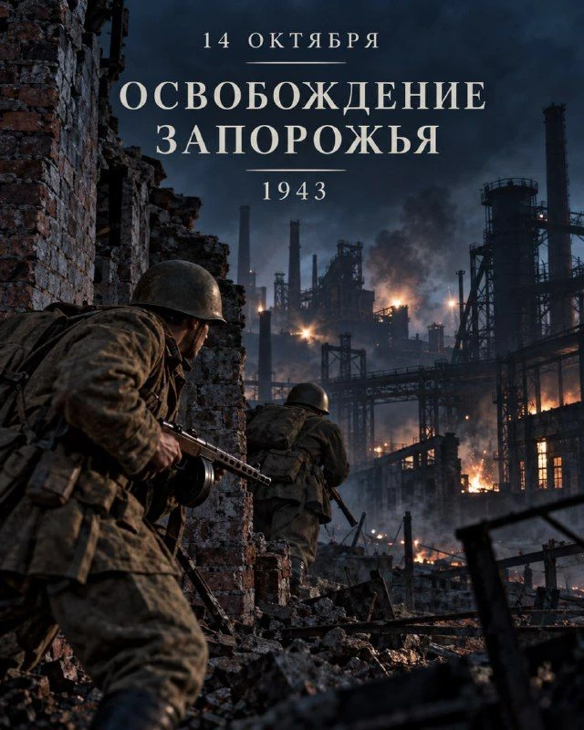 14 октября 1943 года советские войска освободили город Запорожье.