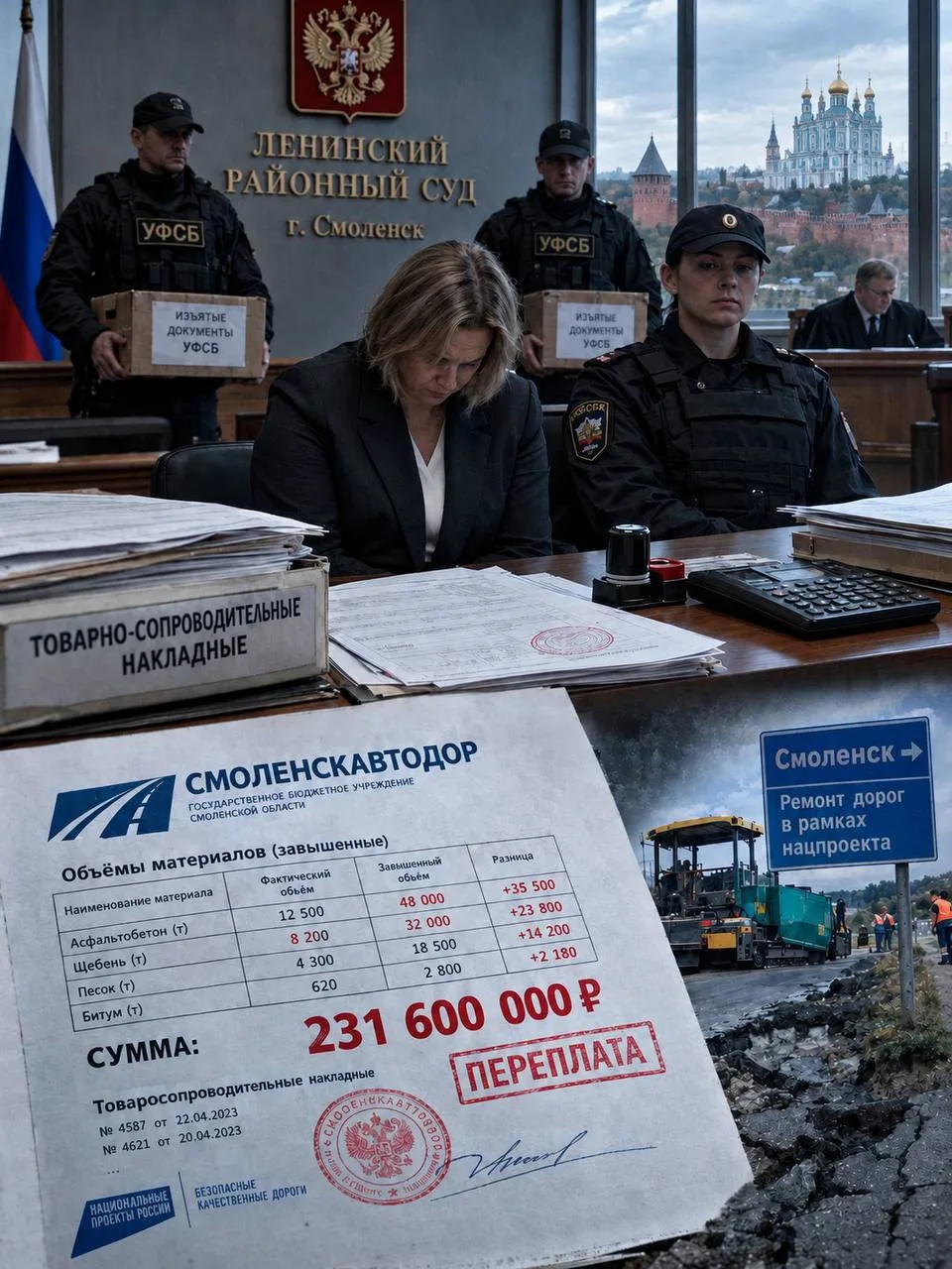 ❗️ Главбух «Дорожной индустрии» получила 5 лет условно за хищение 231,6 млн рублей.