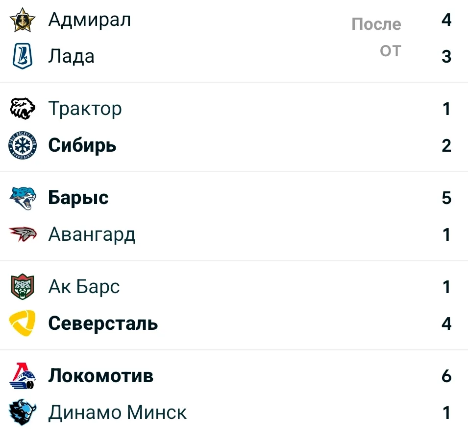 КХЛ 2026-2027 регулярный сезон  матчи от 10.10.26