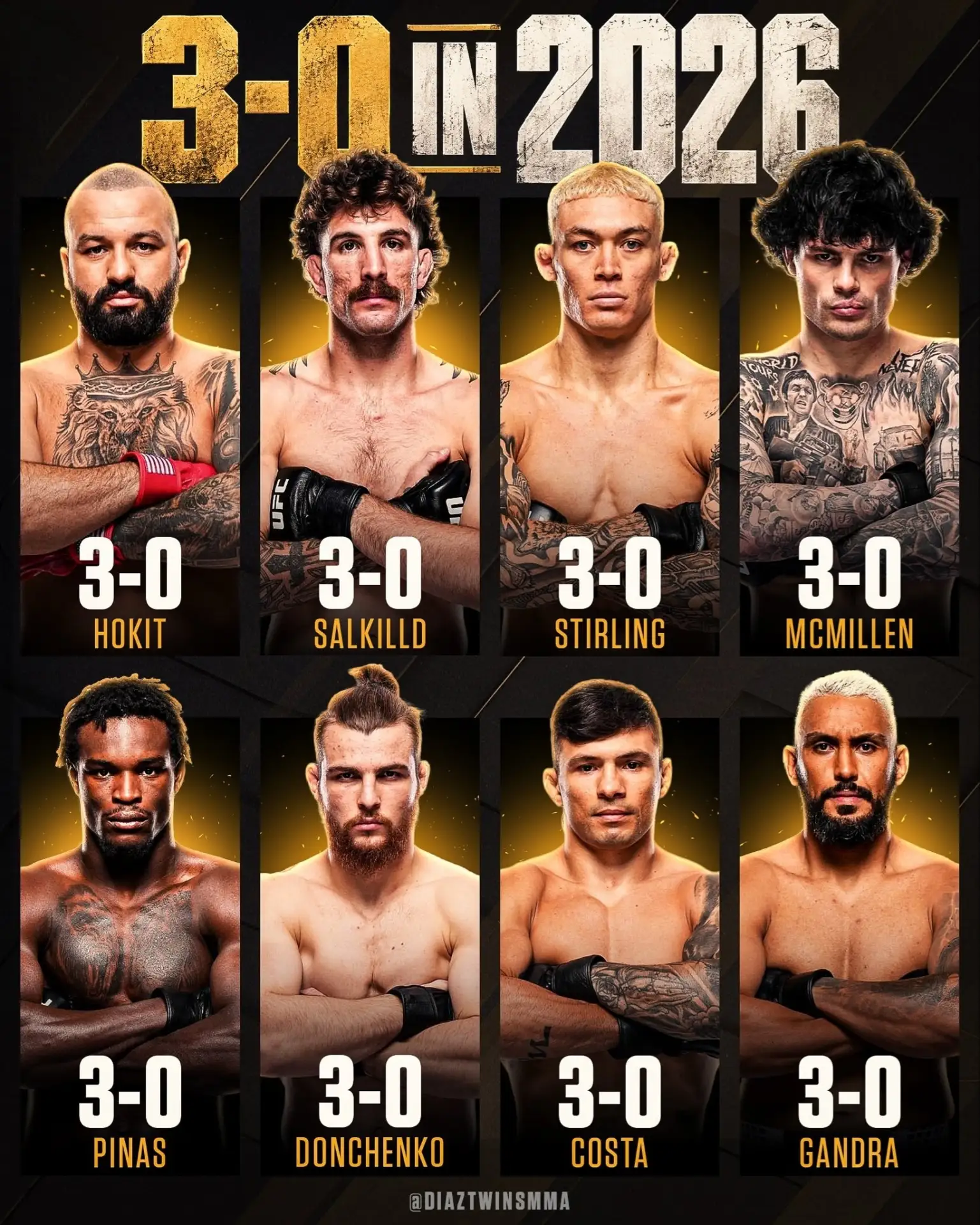 🔝 Бойцы с рекордом 3-0 за 2026 год в UFC