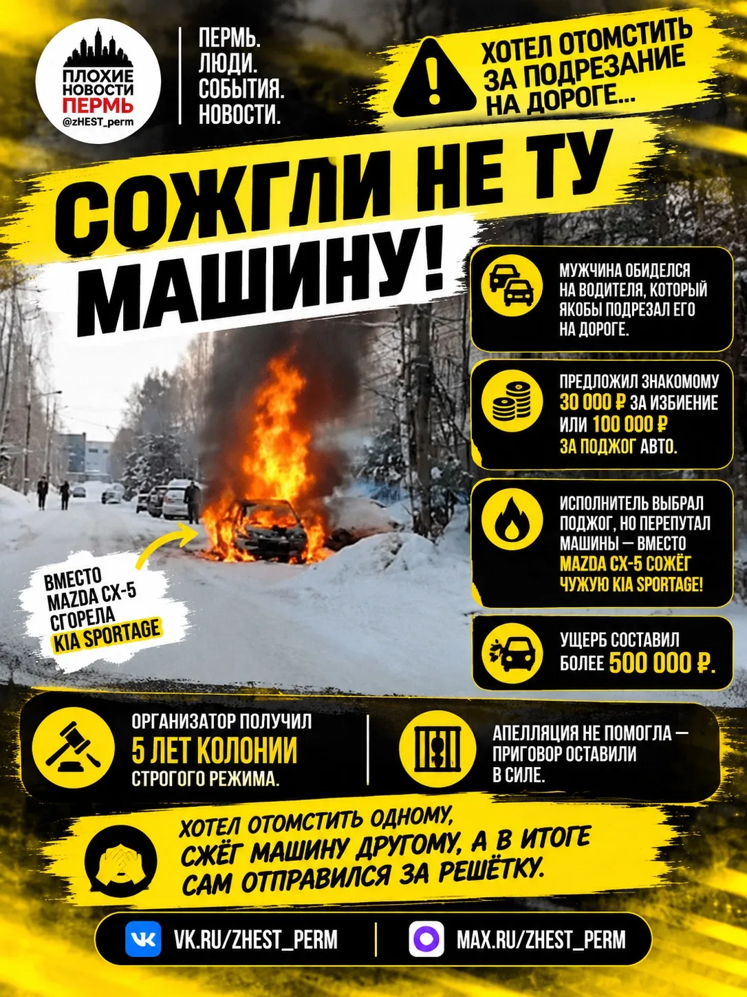 🔥 Хотел отомстить за подрезание, но сожгли не ту машину!