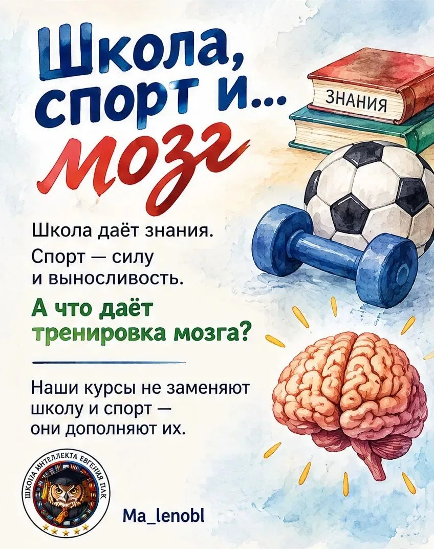 Школа➕спорт➕тренировка мозга🟰 современное развитие