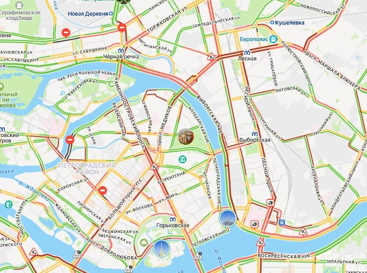 Пробки в Петербурге — 9 баллов. Садовая улица, Лиговский и Московский проспекты стали б...