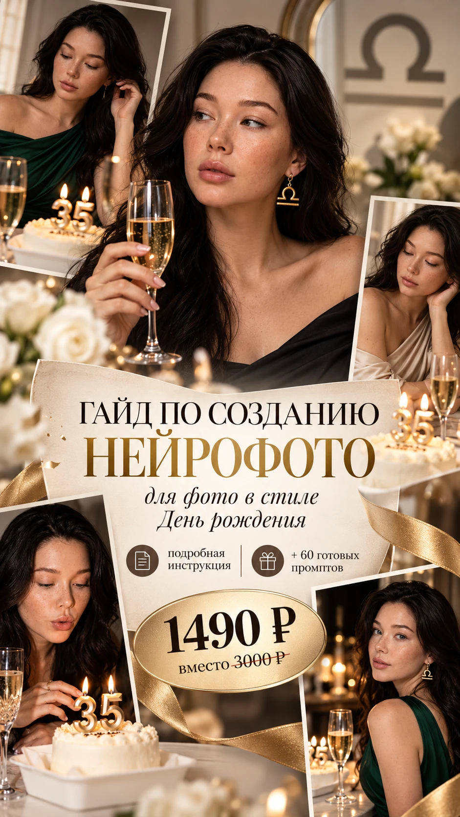🎂 Я создала гайд, с которым вы сможете сами делать себе нейрофото ко дню рождения ✨