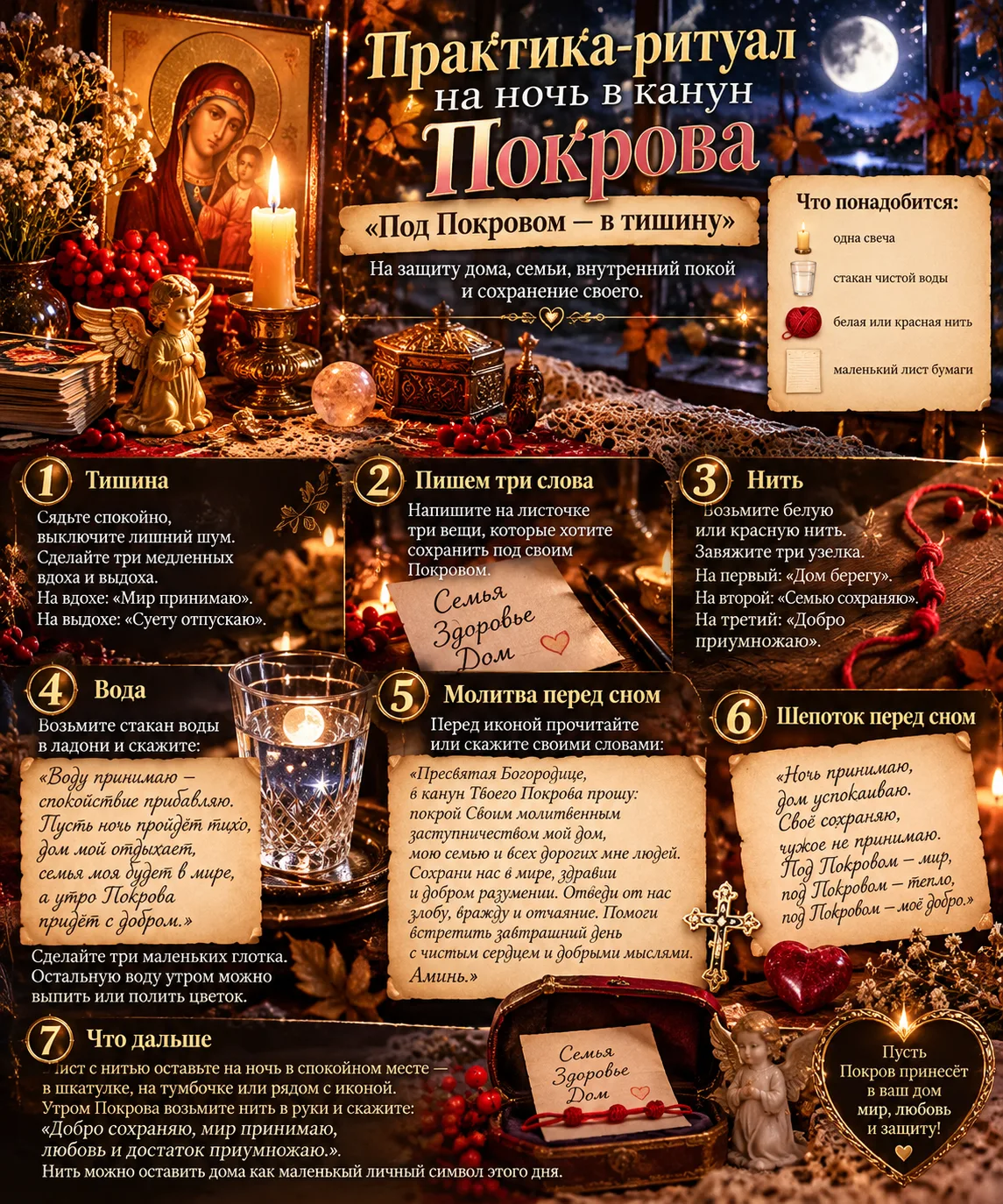 🌙 Практика-ритуал на ночь в канун Покрова