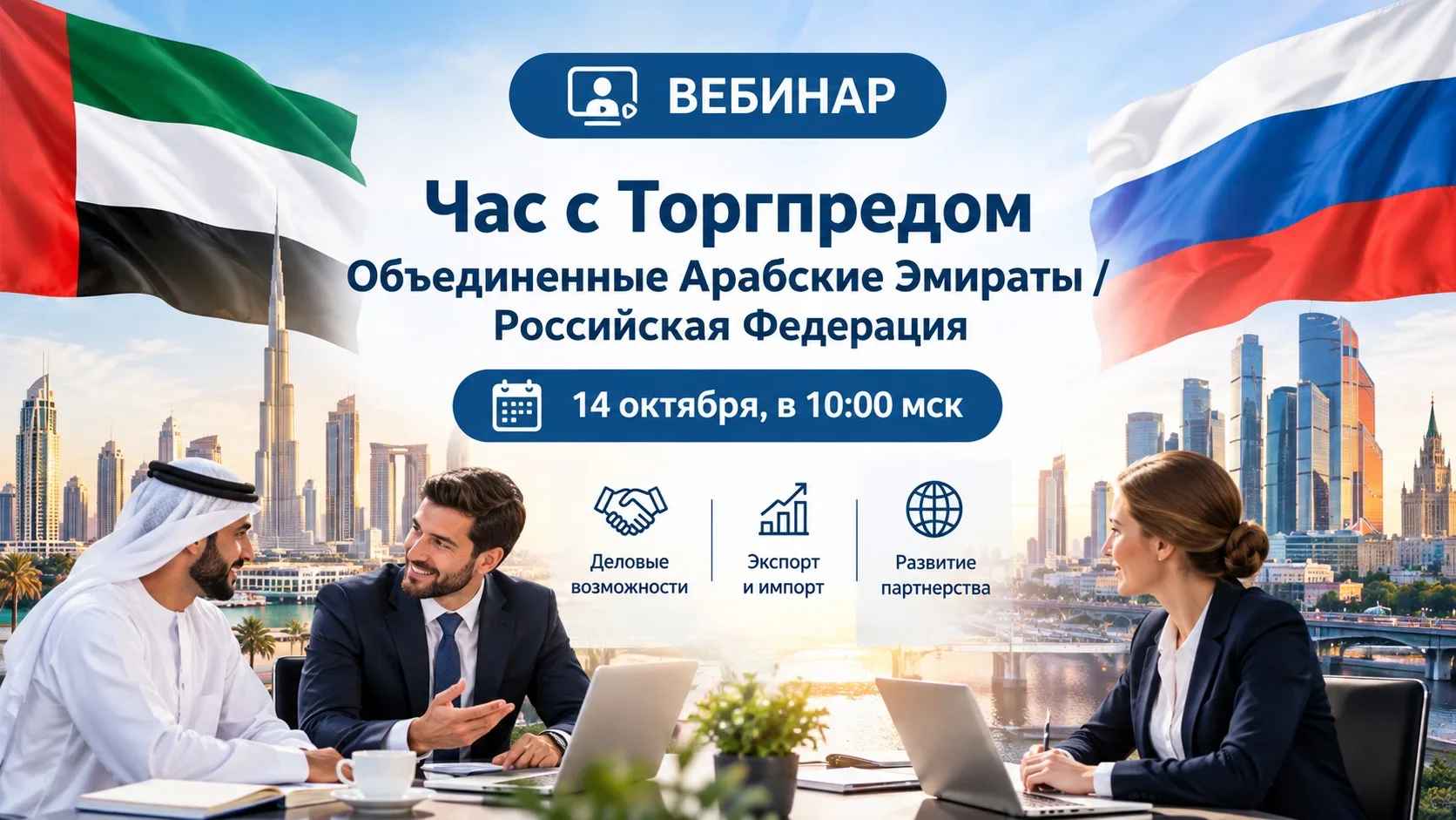 🚀 Вебинар «Час с Торгпредом. Объединеные Арабские Эмираты» 🇦🇪🤝🏻🇷🇺
