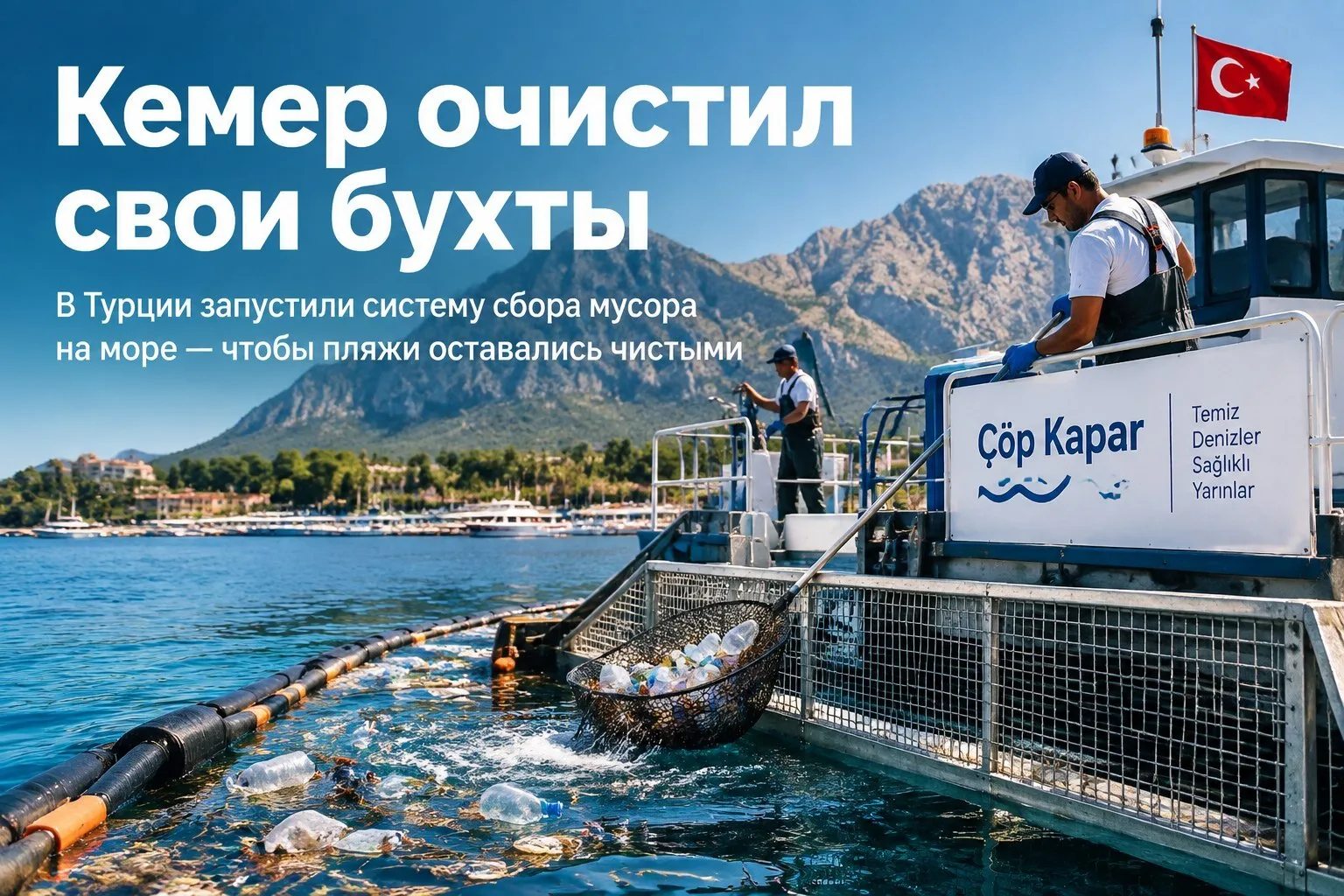 🌊 Кемер запустил систему сбора мусора «Çöp Kapar» — прямо как в старом добром кино: «Ч...