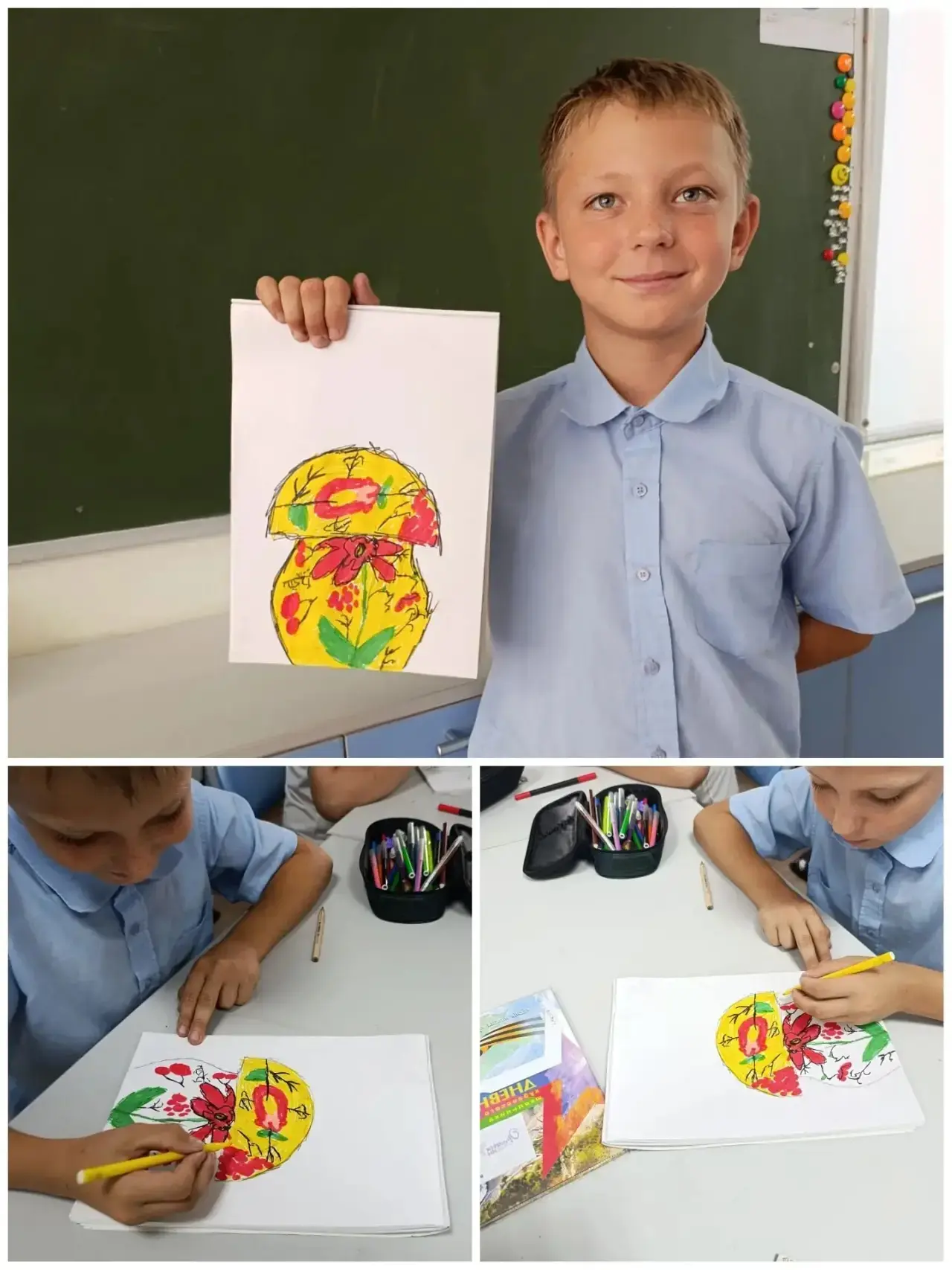 🎨По мотивам Полхов-Майданской росписи в 4 классе прошел урок изобразительного искусств...