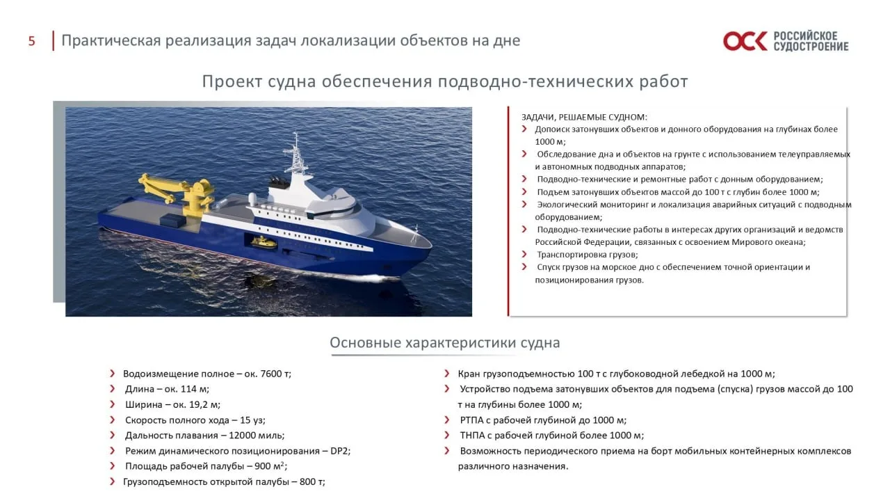 ⛴ Конструкторское бюро ОСК «Алмаз» представило судно обеспечения подводно-технических р...