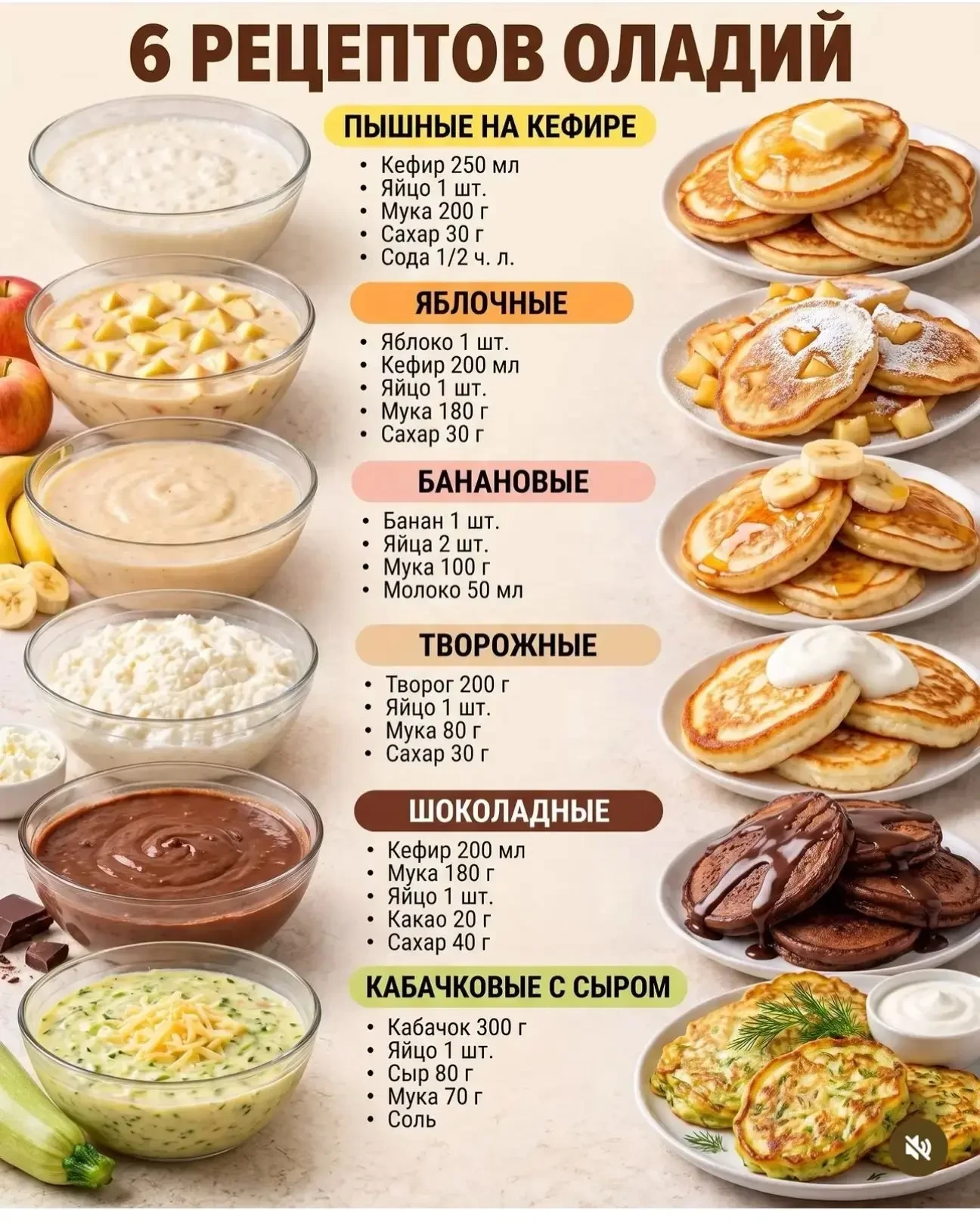 🥞 6 рецептов оладий 👍