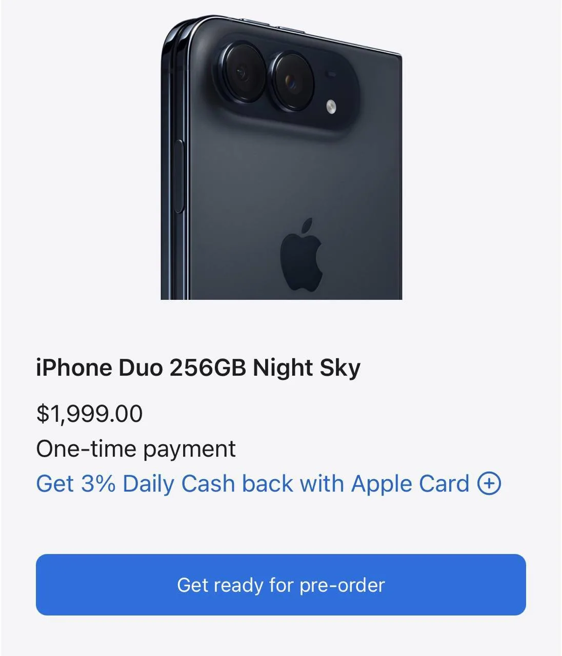 🍏 Займите очередь: Apple запустила подготовку к предзаказу iPhone Duo.