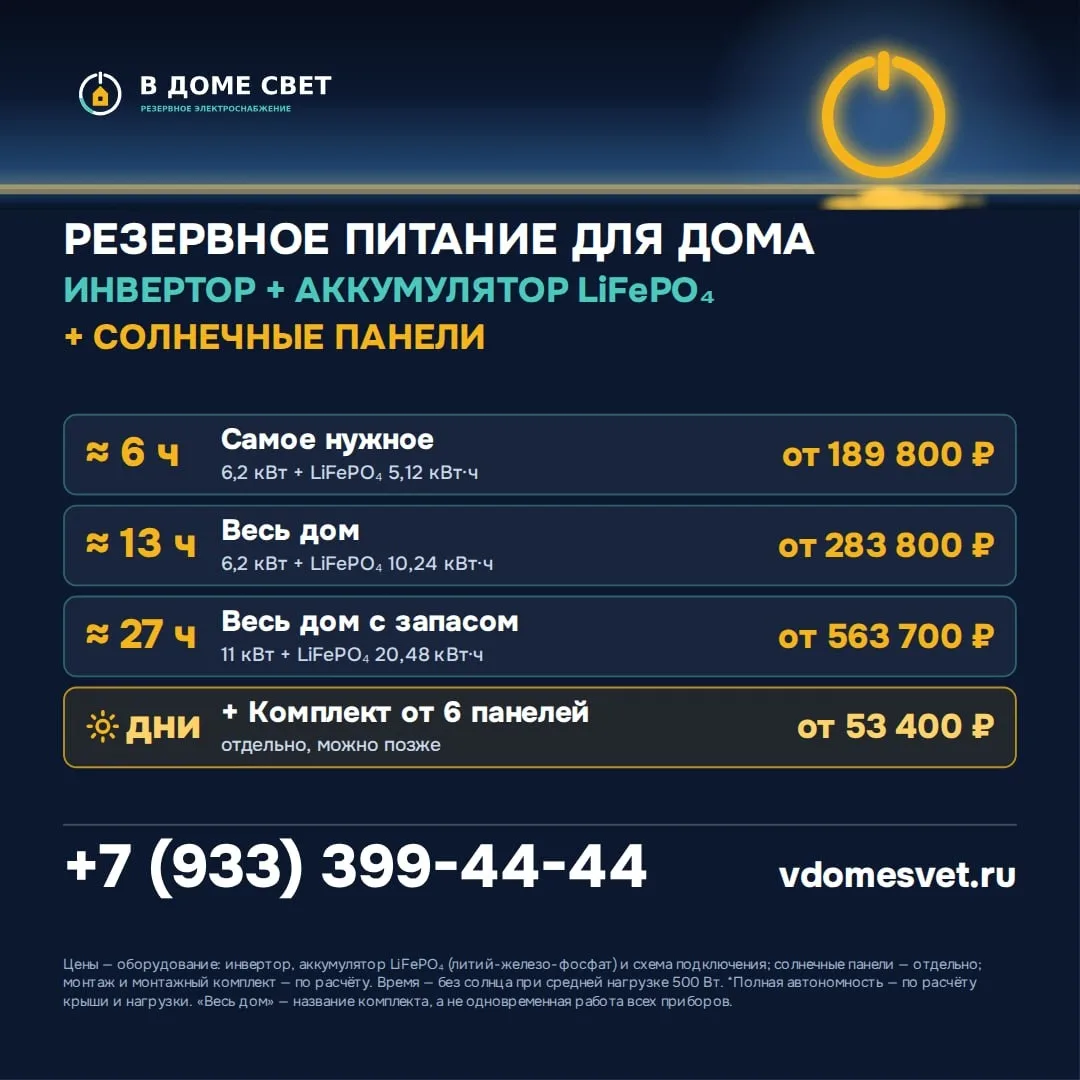 ⚡️ ВДОМЕСВЕТ — резервное питание для дома и бизнеса.