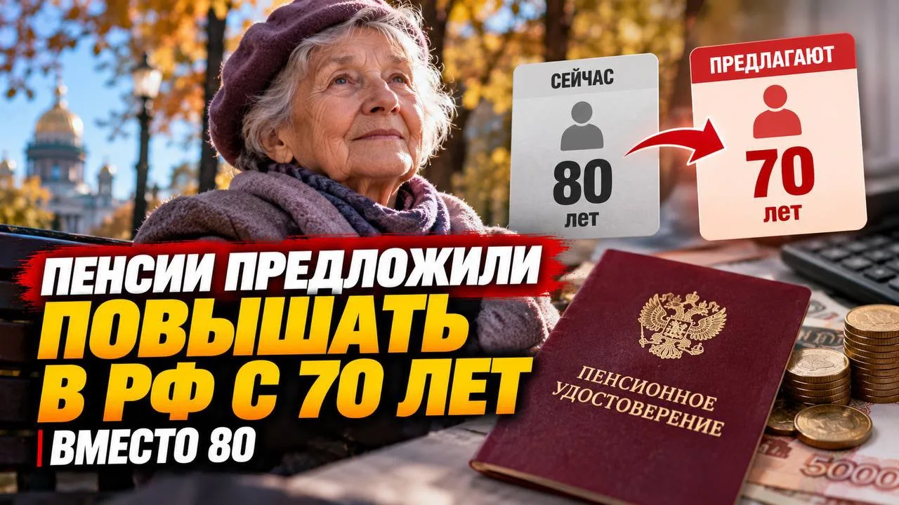 ⚡️Пенсии предложили повышать в РФ с 70 лет вместо 80