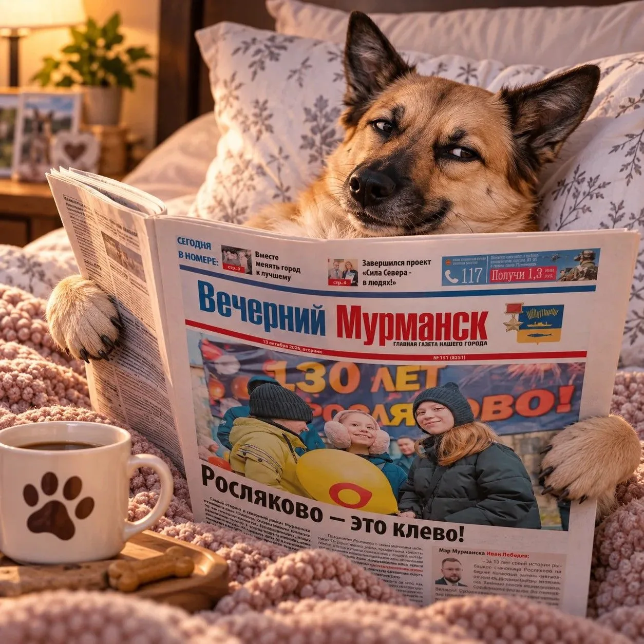 📰 Пока хозяйка занята, Туча изучает городские новости!