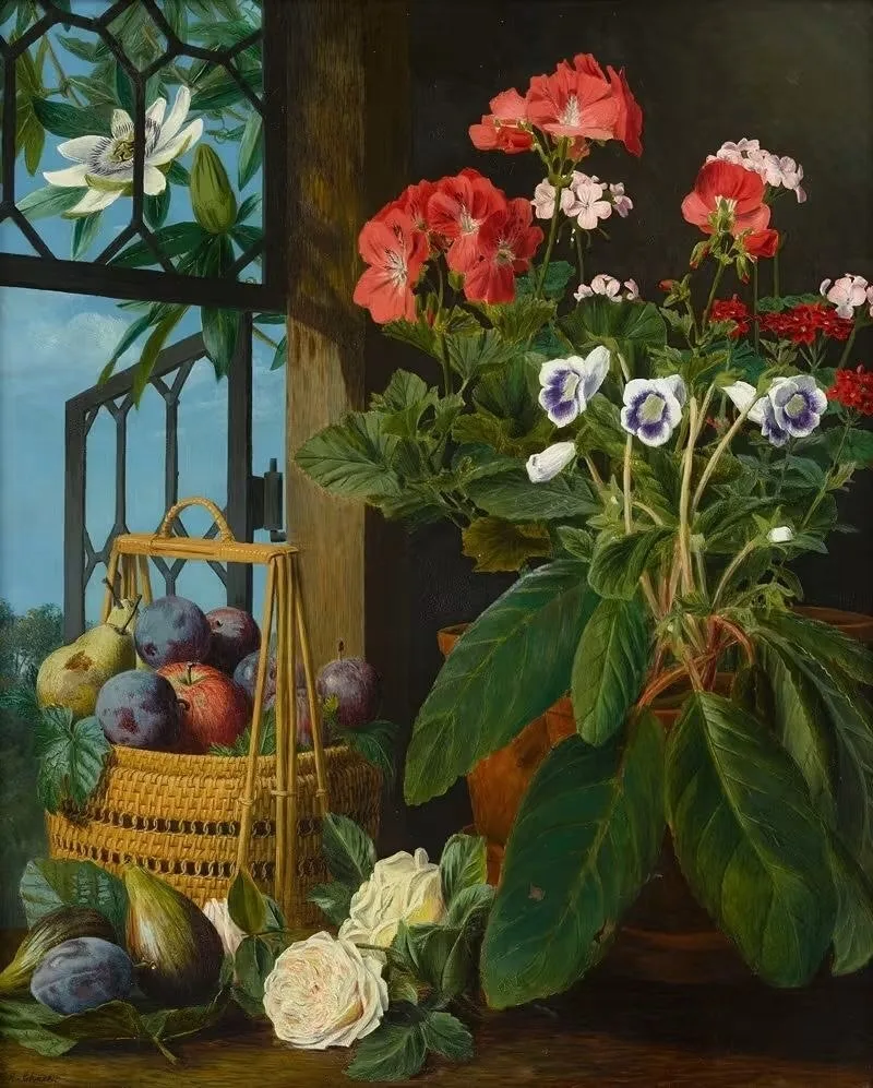 «Натюрморт с цветами в горшке и фруктами» (A Still Life with Potted Flowers and Fruit)