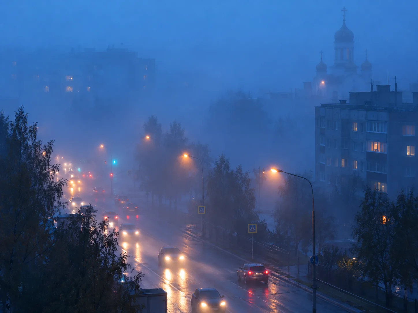 🌫 Коми накрыл густой туман: видимость на дорогах резко ухудшилась