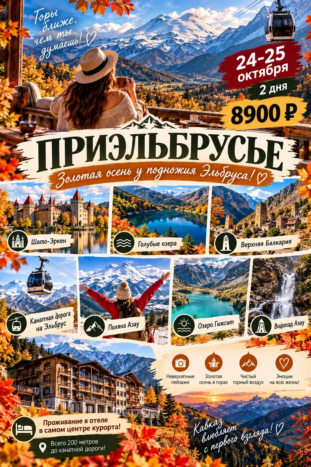 🏔 ПРИЭЛЬБРУСЬЕ — ЗОЛОТАЯ ОСЕНЬ У ПОДНОЖИЯ ЭЛЬБРУСА! 🍁